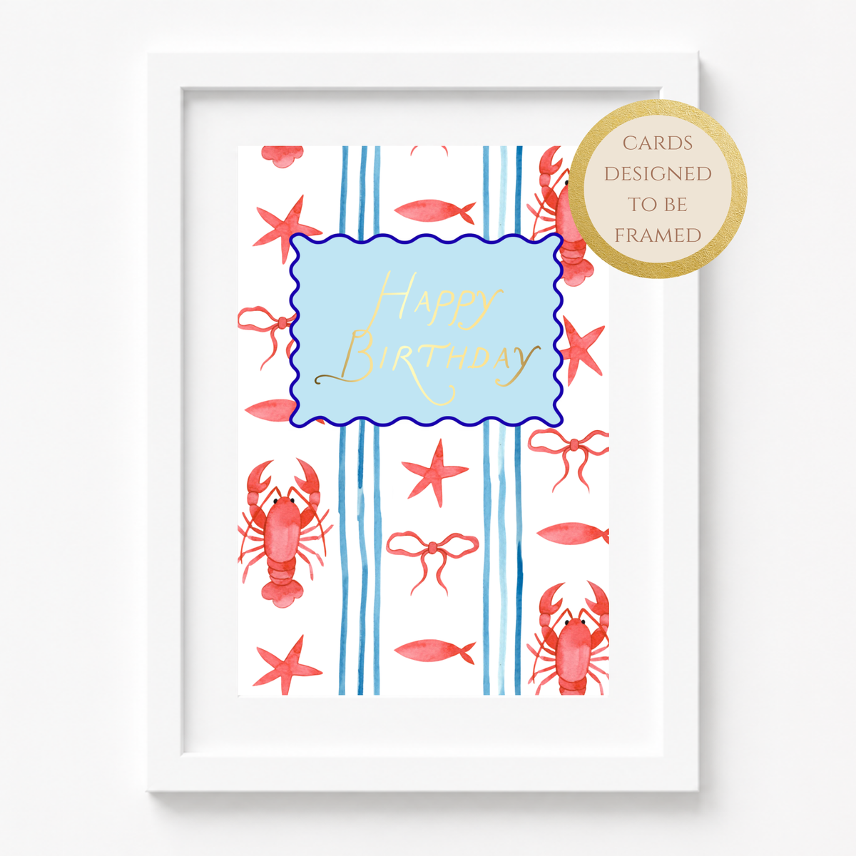 Preppy Gold Foil Happy Birthday Lobster Card