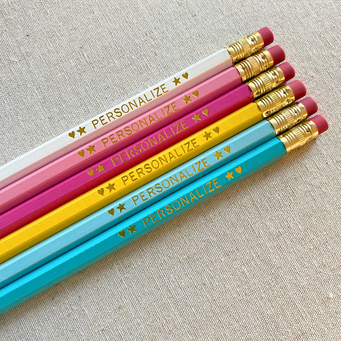 6 Personalized Pencil Set AQUA DELIGHT