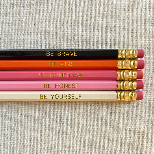 Motivational 5 Pencil Set BLACK + PINK