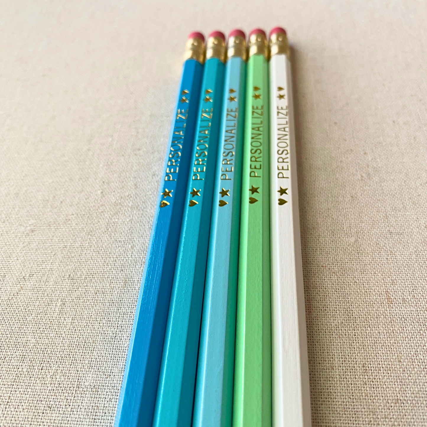 5 Personalized Pencil Set BLUE LAGOON