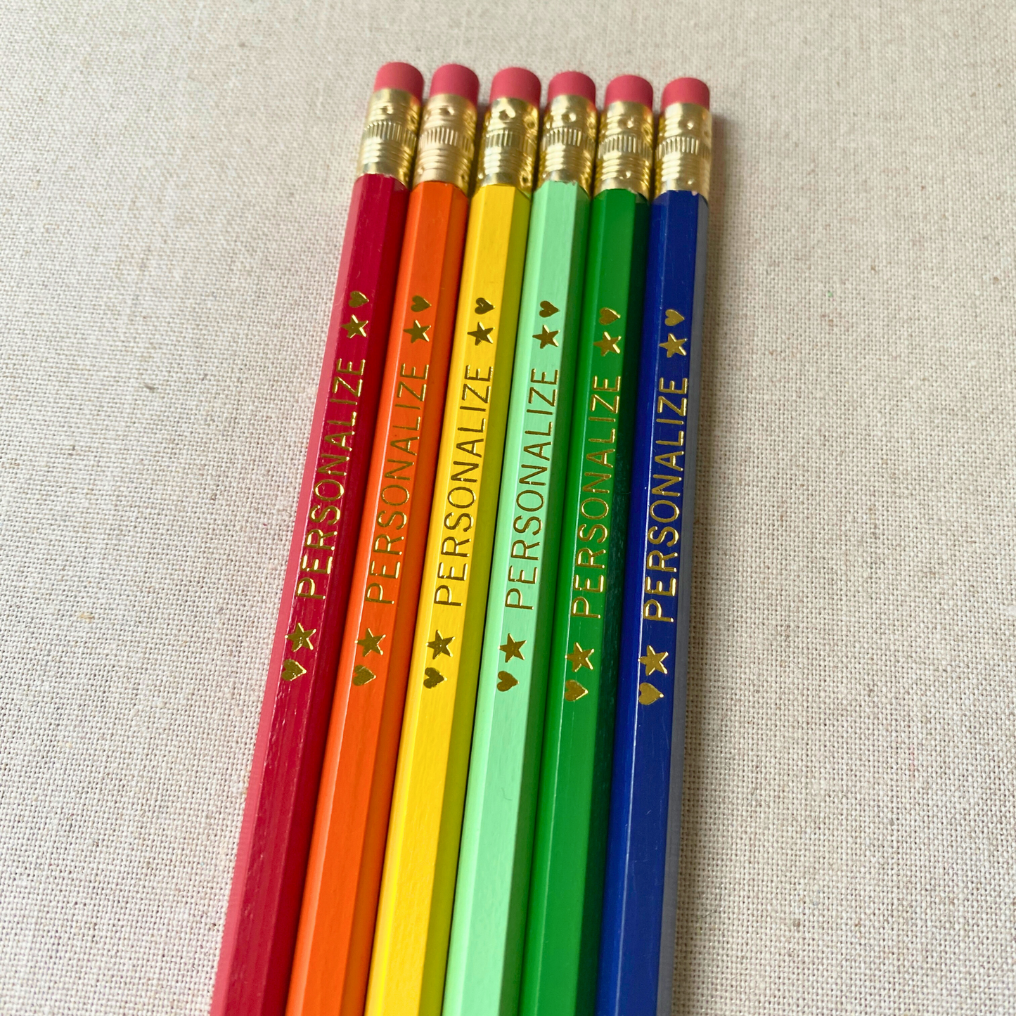 6 Personalized Pencil Set BRIGHT FIESTA
