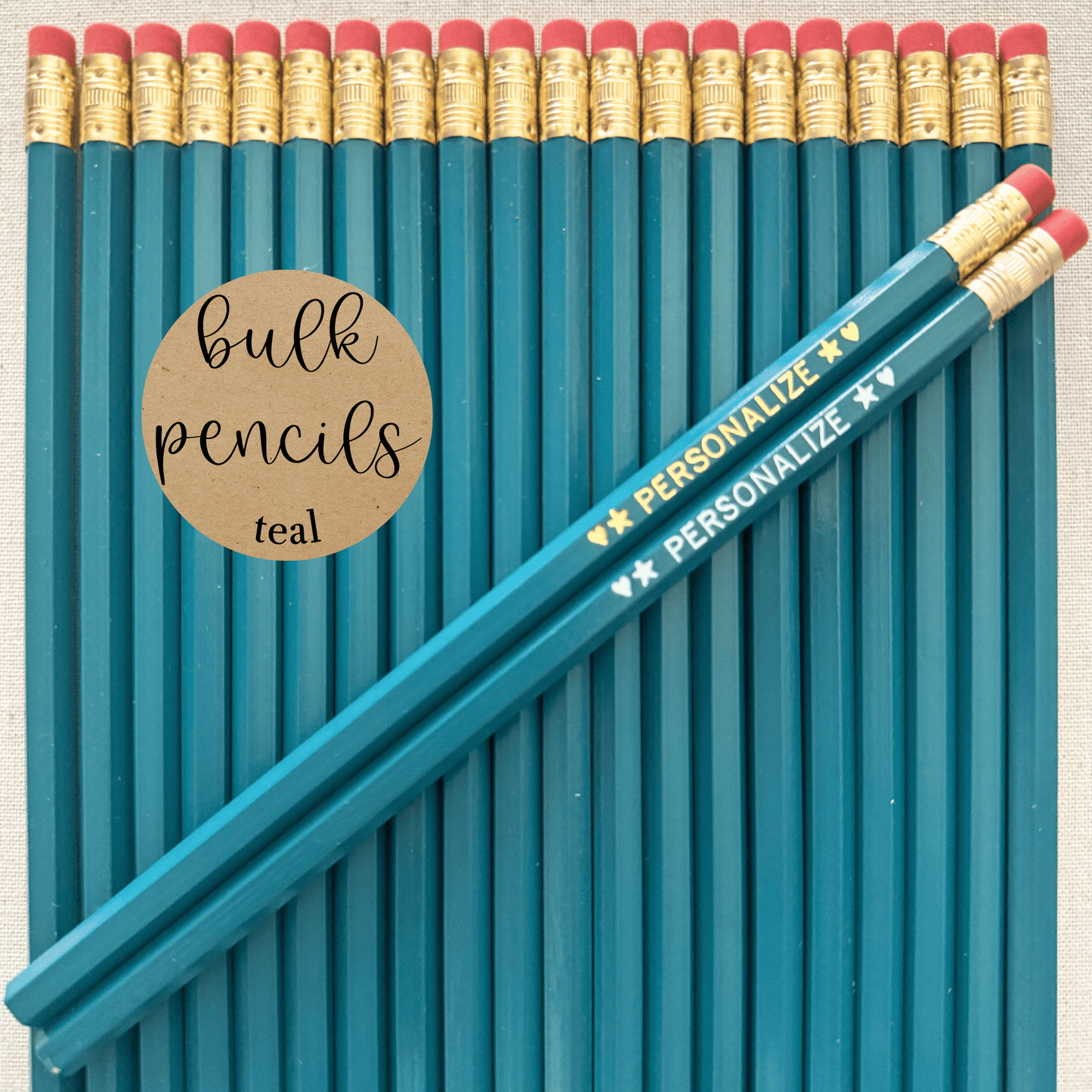 TEAL Bulk Personalized Pencils