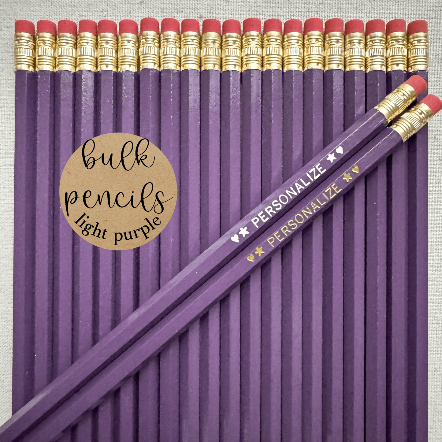 LIGHT PURPLE Bulk Personalized Pencils