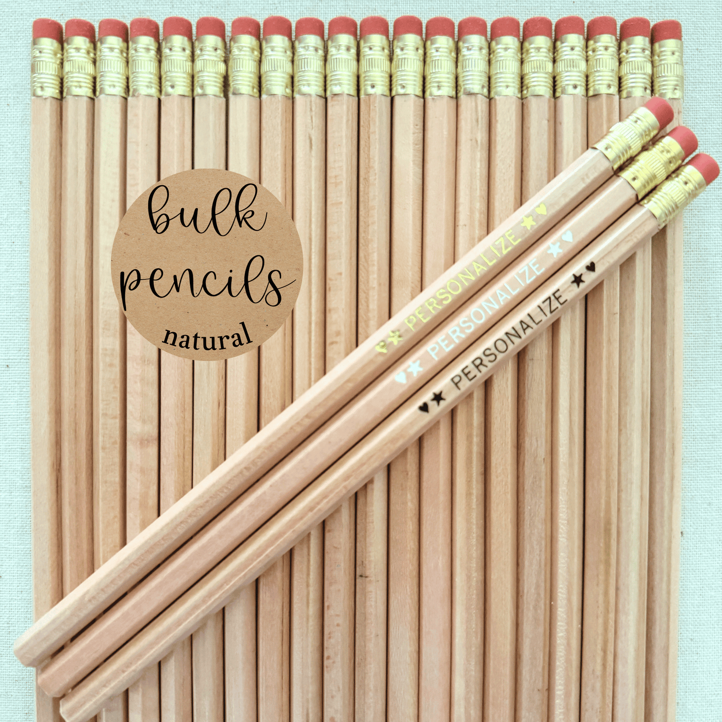 NATURAL Bulk Personalized Pencils