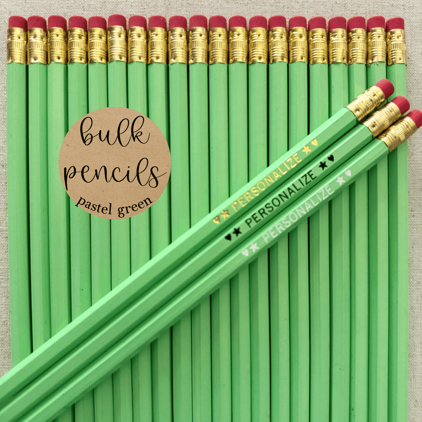 PASTEL GREEN Bulk Personalized Pencils