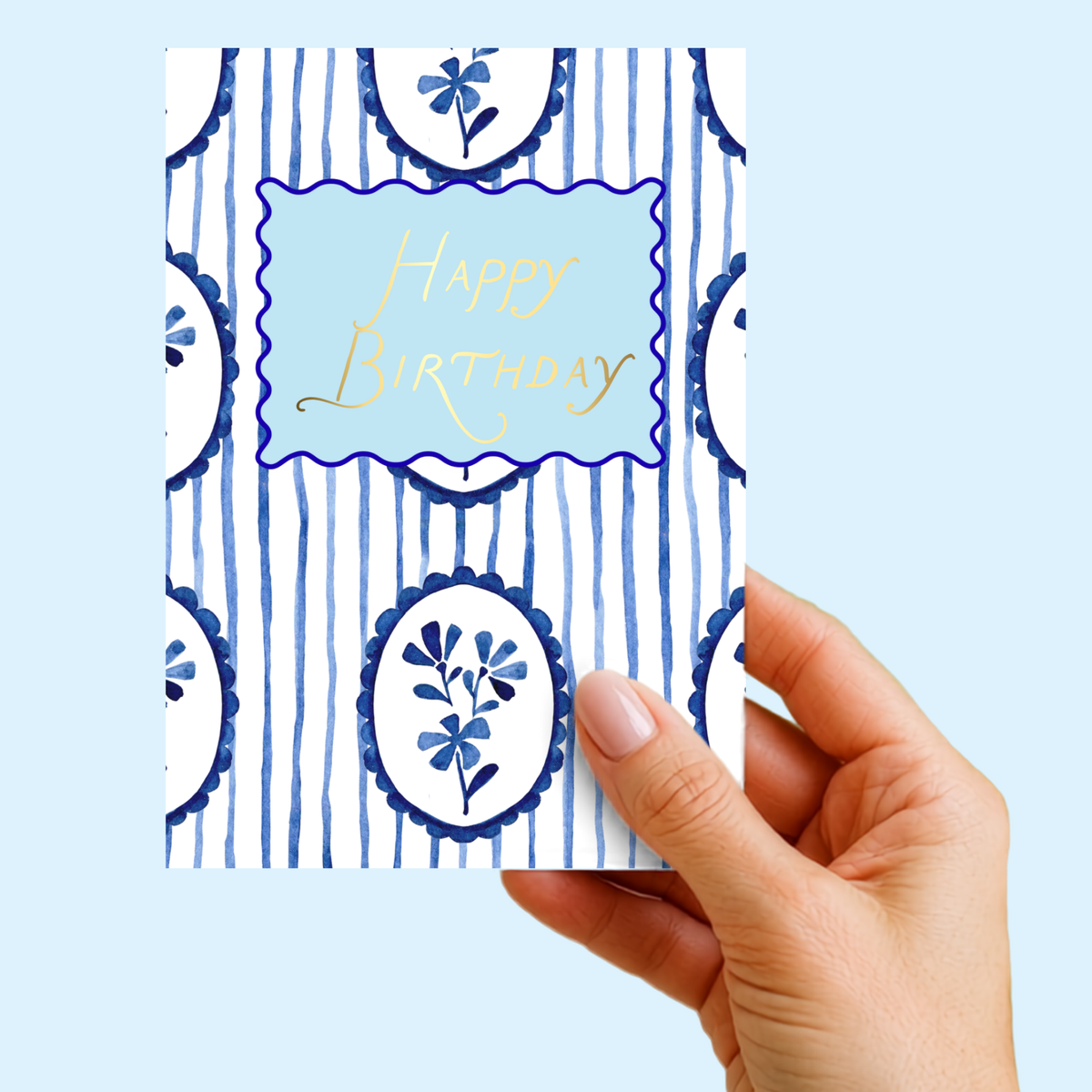 Preppy Birthday Card with Gold Foil
