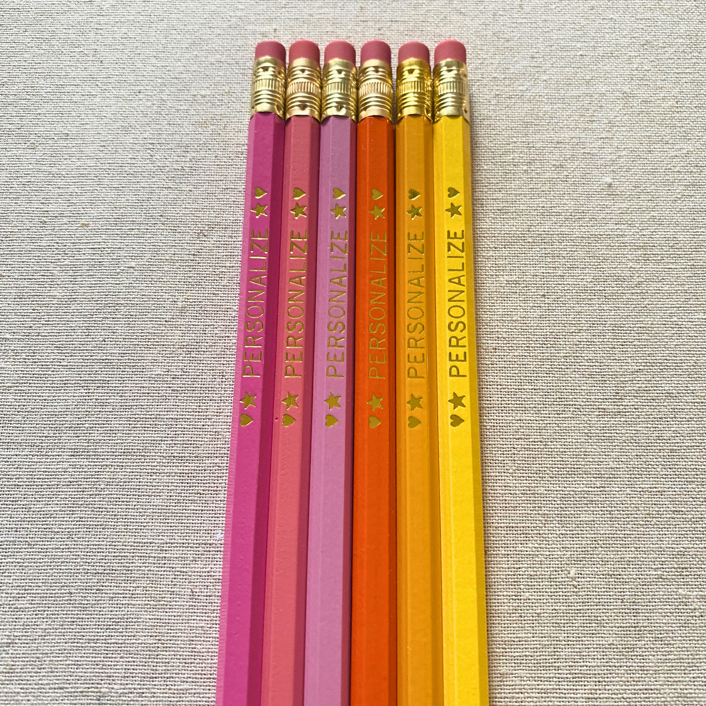 6 Personalized Pencil Set FLAMINGO SUNRISE