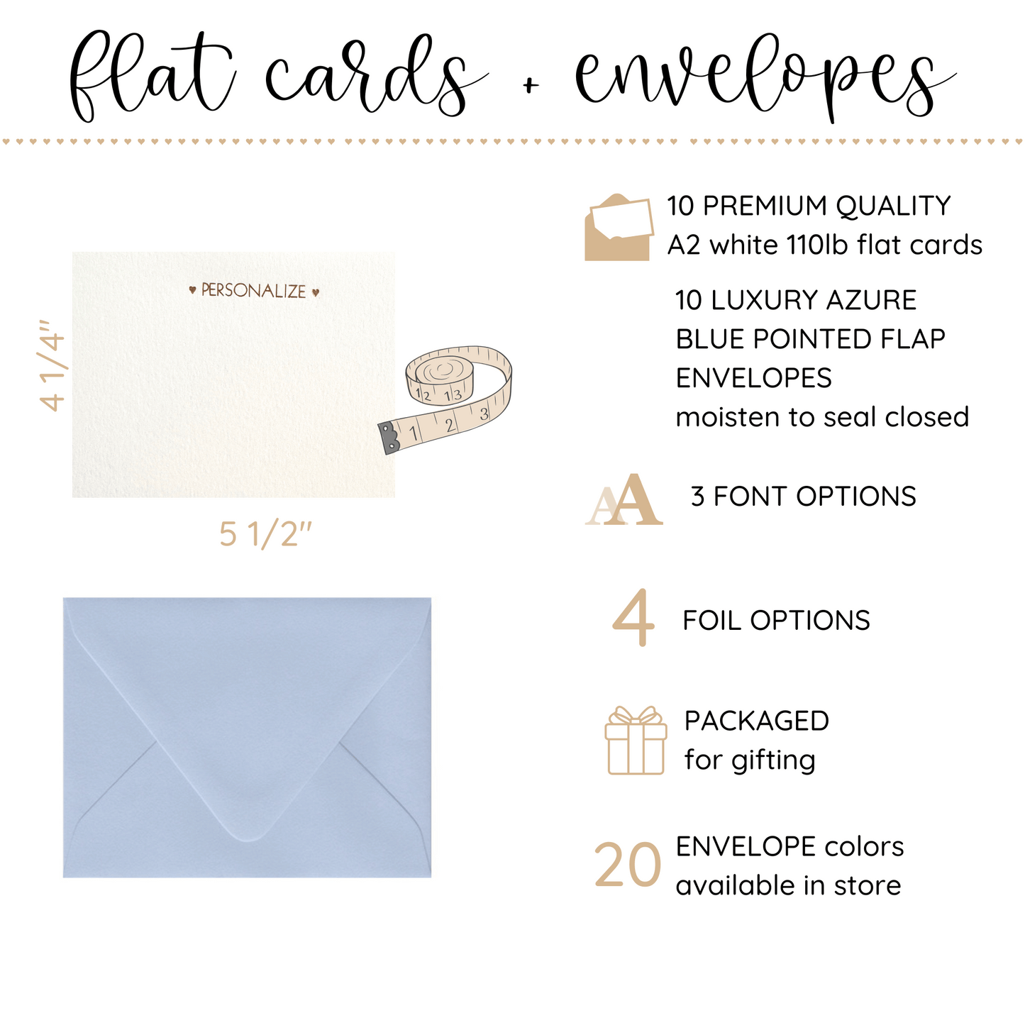 10 Foil Embossed Personalized Notecards and 10 Azure Blue Envelopes