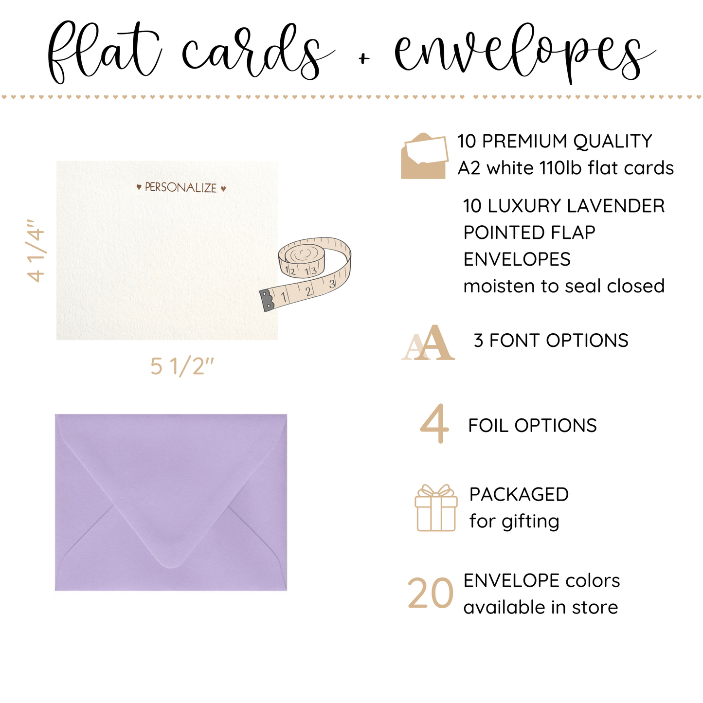 10 Foil Embossed Personalized Notecards and 10 Lavender Envelopes