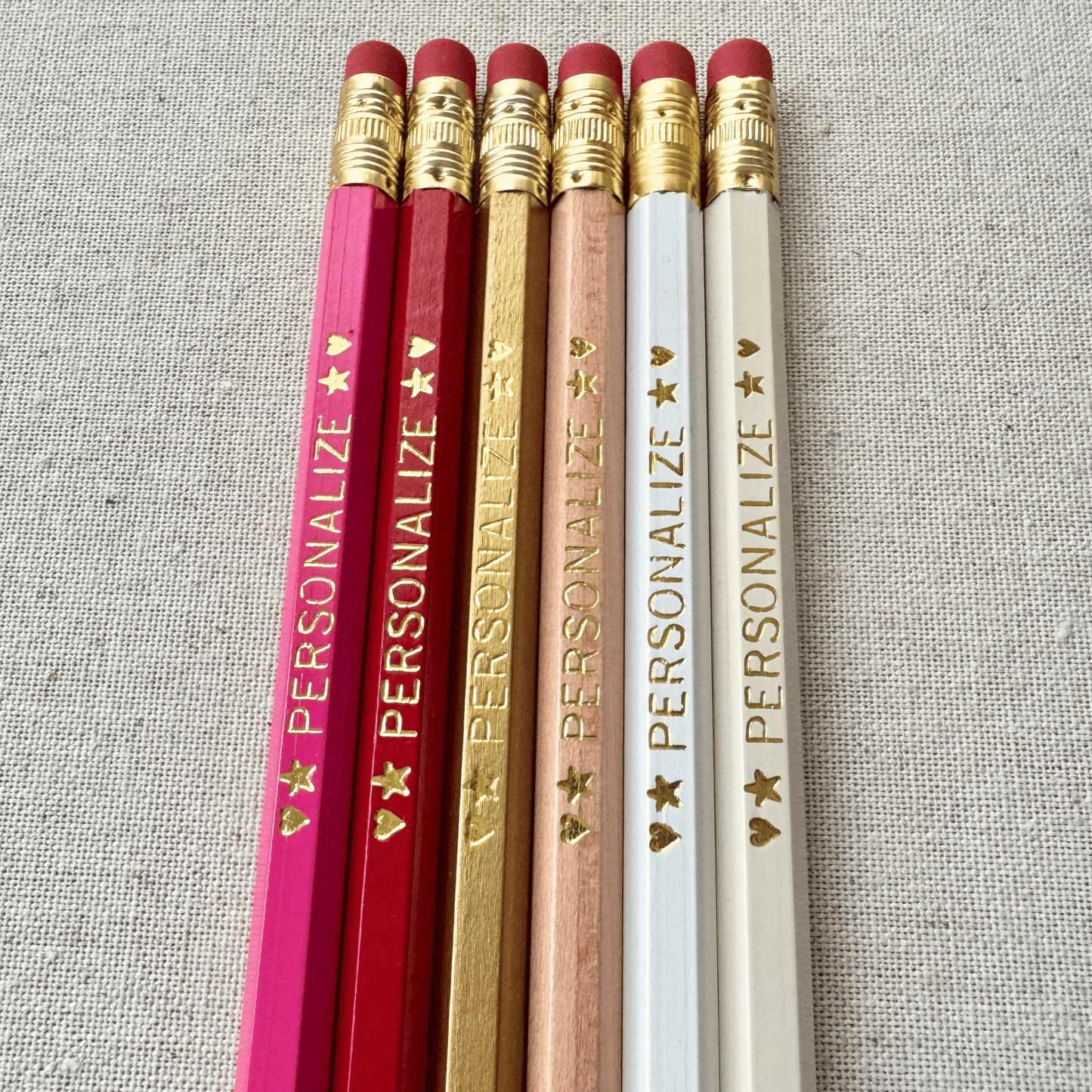 6 Personalized Pencil Set IVORY ROSE