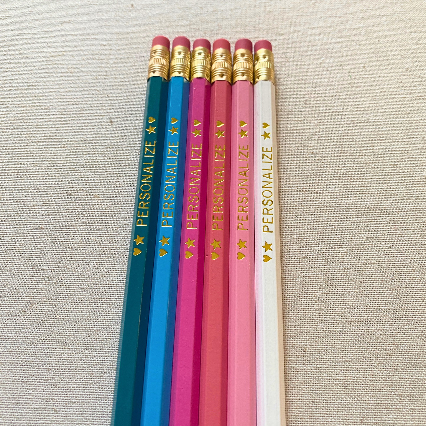 6 Personalized Pencil Set MODERN PINKS