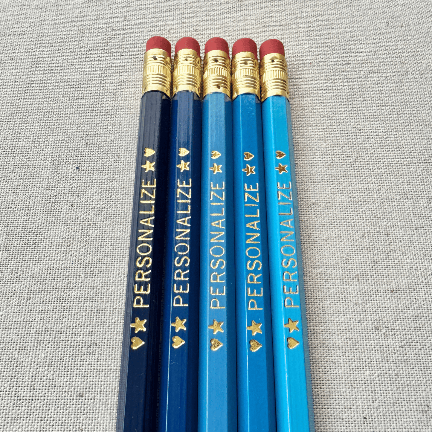 Ombre Dark Blue Personalized Pencil Set