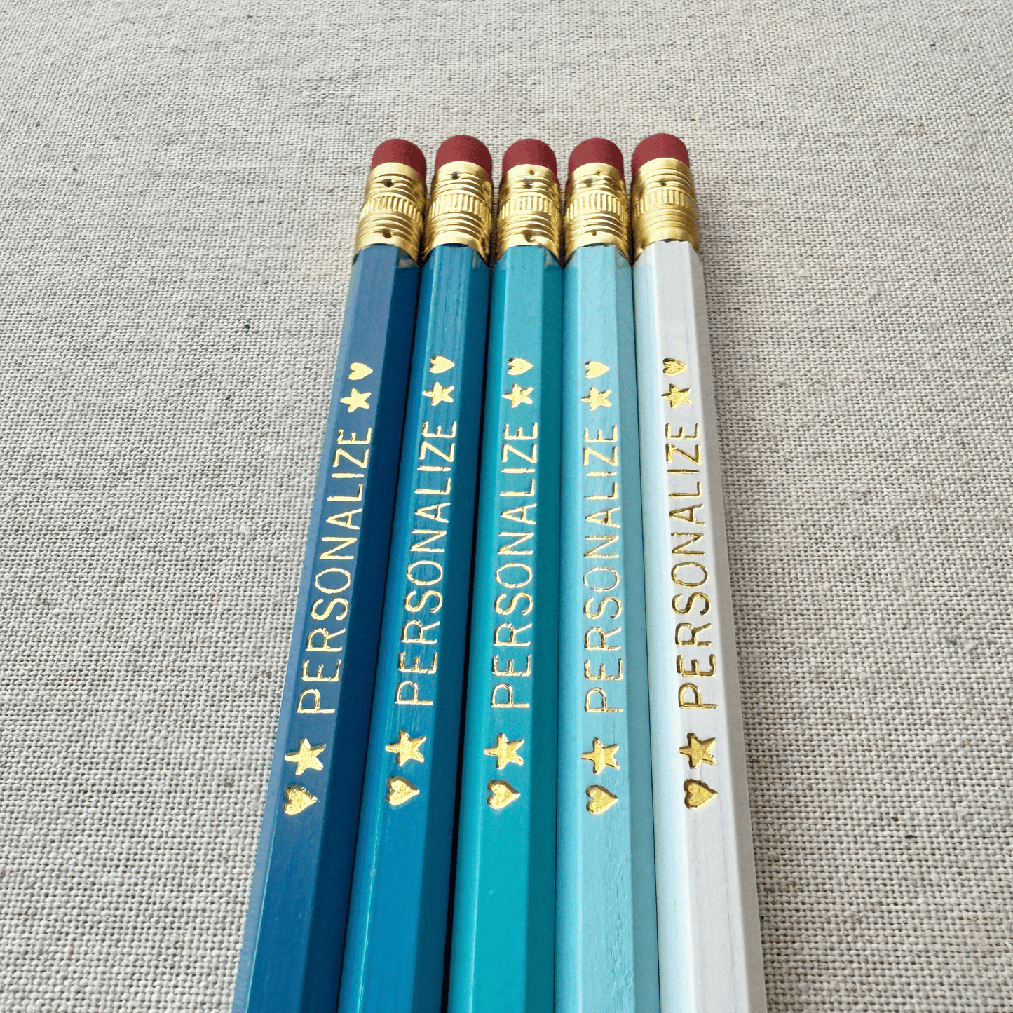 Ombre Light Blue Personalized Pencil Set