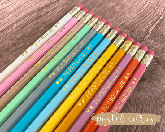 12 Personalized Pencil Set PASTEL CITRUS