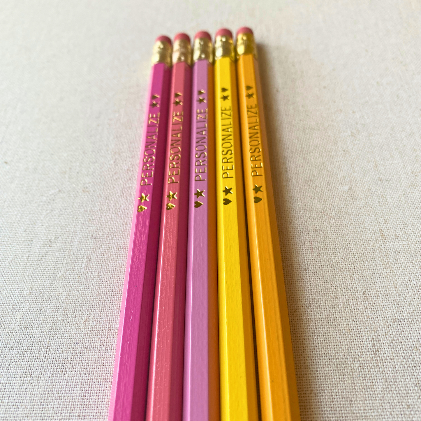 5 Personalized Pencil Set PINK HORIZON