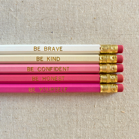 Motivational 5 Pencil Set PINK + WHITE