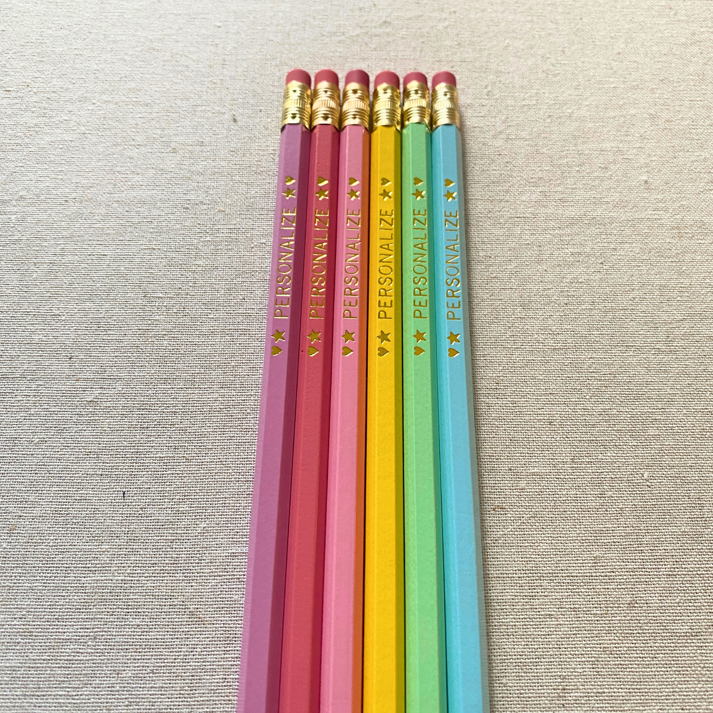 6 Personalized Pencil Set PRETTY PASTELS