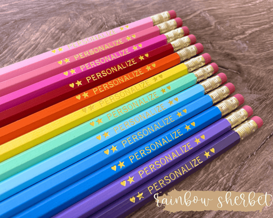 12 Personalized Pencil Set RAINBOW SHERBERT