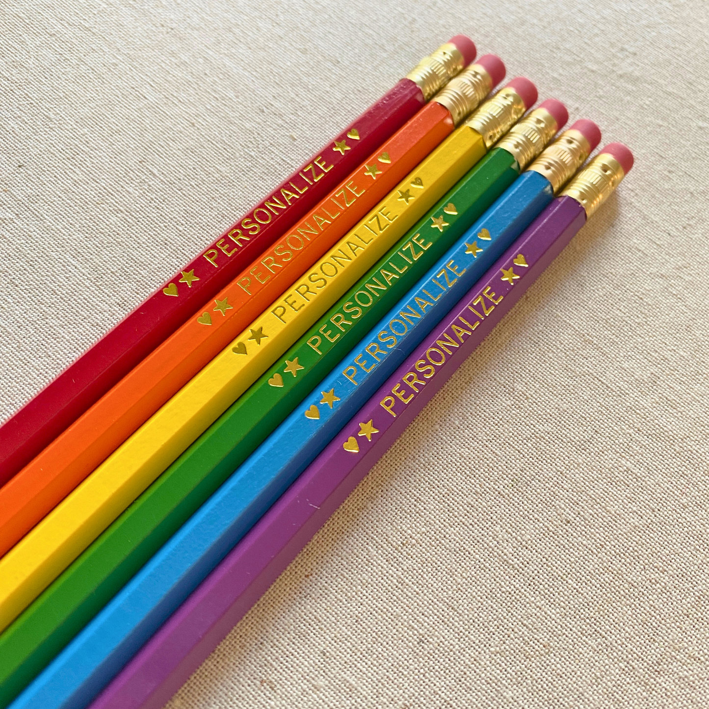 6 Personalized Pencil Set RAINBOW