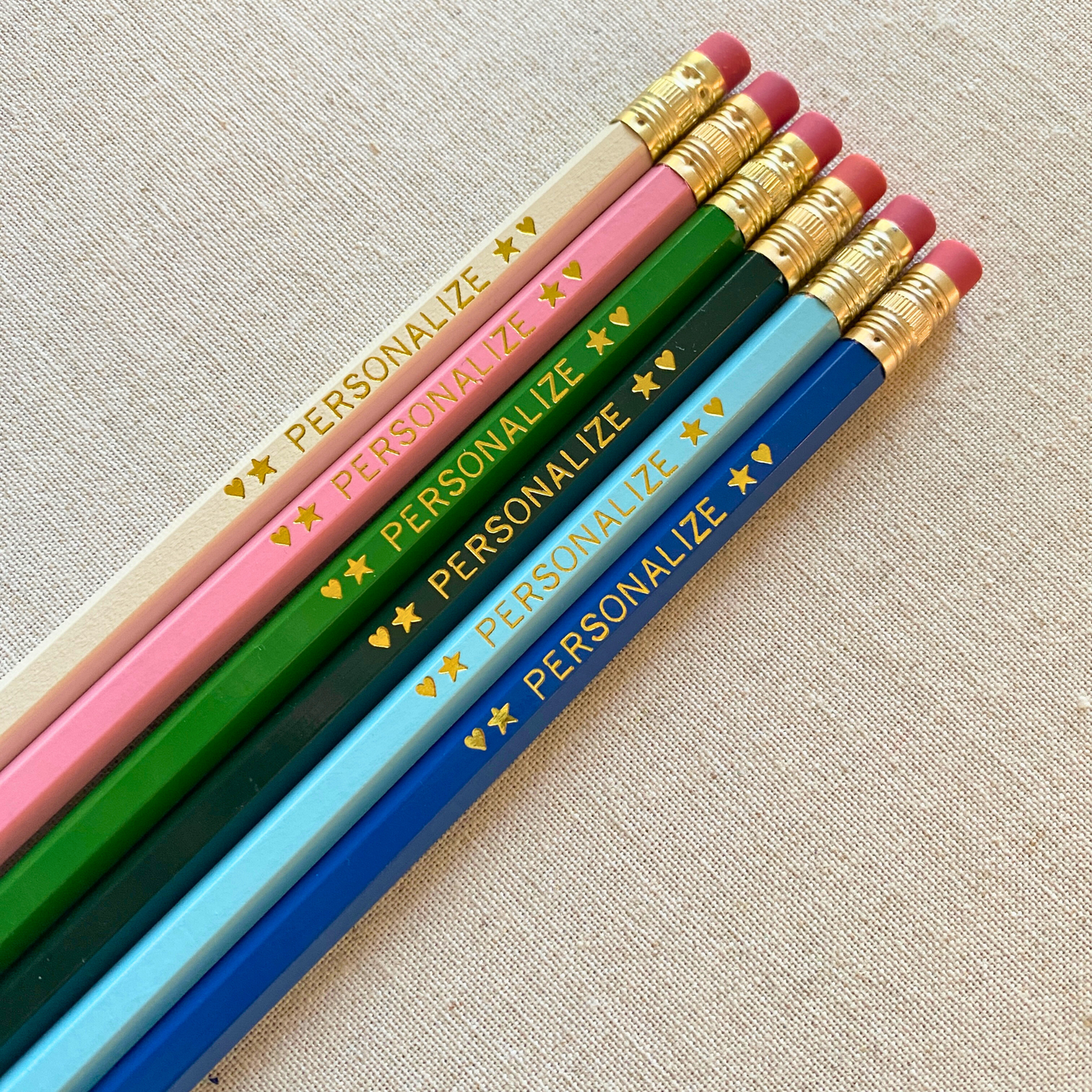 6 Personalized Pencil Set TRANQUIL WATERS