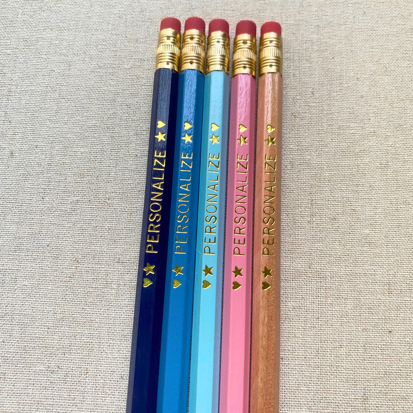 5 Personalized Pencil Set WOODLAND BLUES