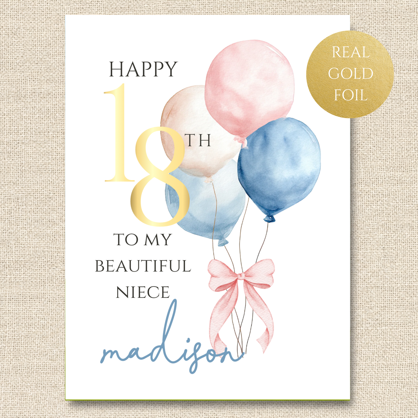 Personalized Teen 18th Birthday Card with Custom Name