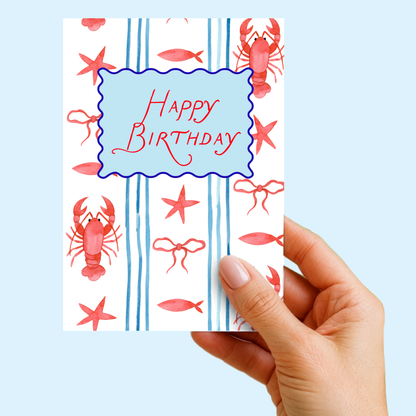 Preppy Lobster Happy Birthday Card