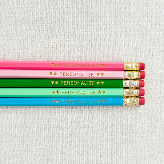 5 Personalized Pencil Set FLORAL CANDY