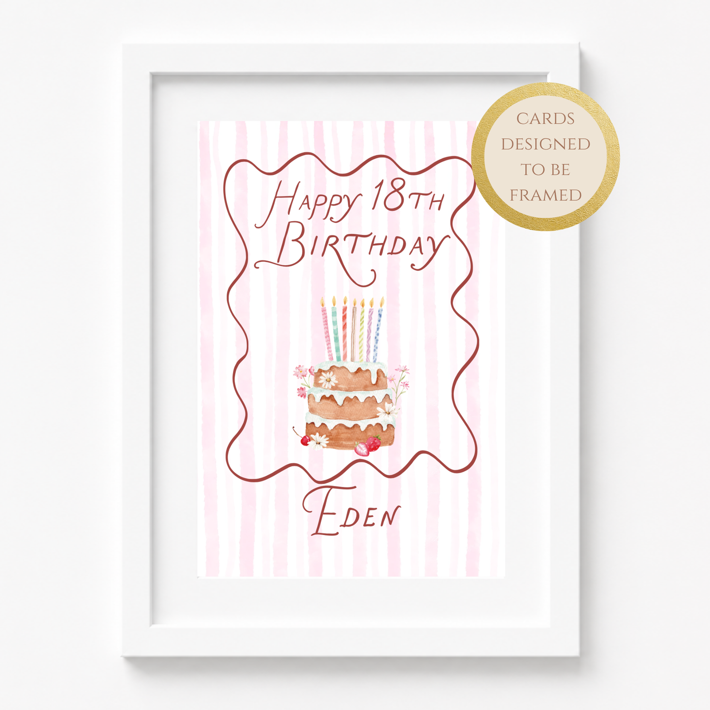 Personalized Preppy 18th Birthday Card with Custom Name