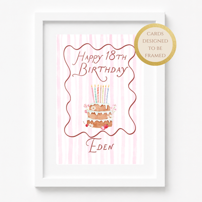Personalized Preppy 18th Birthday Card with Custom Name