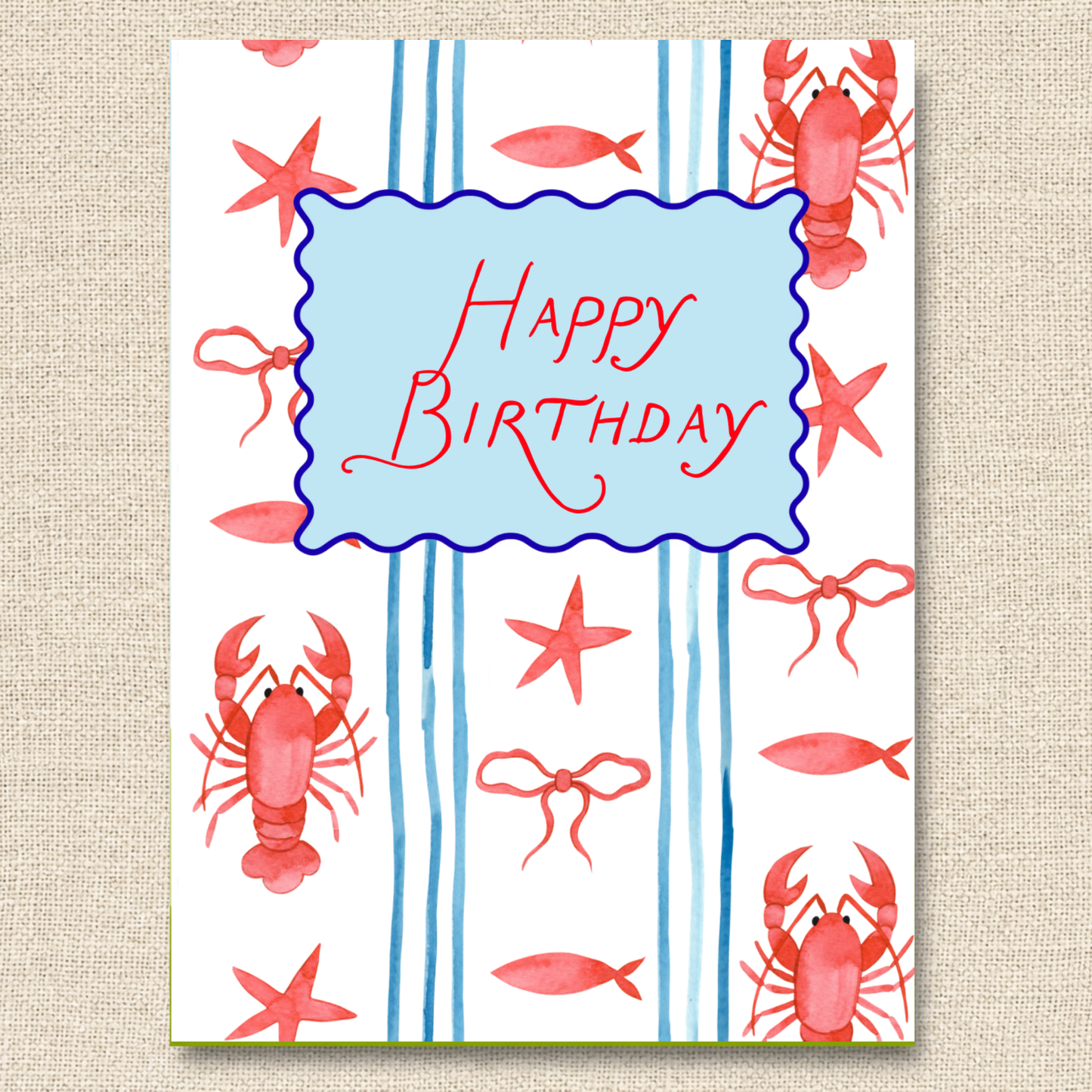 Preppy Lobster Happy Birthday Card