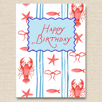 Preppy Lobster Happy Birthday Card