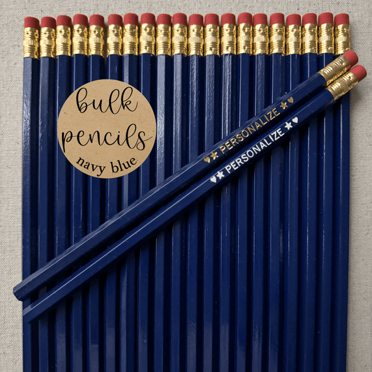 NAVY BLUE Bulk Personalized Pencils