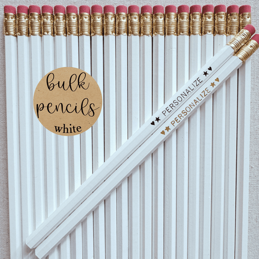 WHITE Bulk Personalized Pencils
