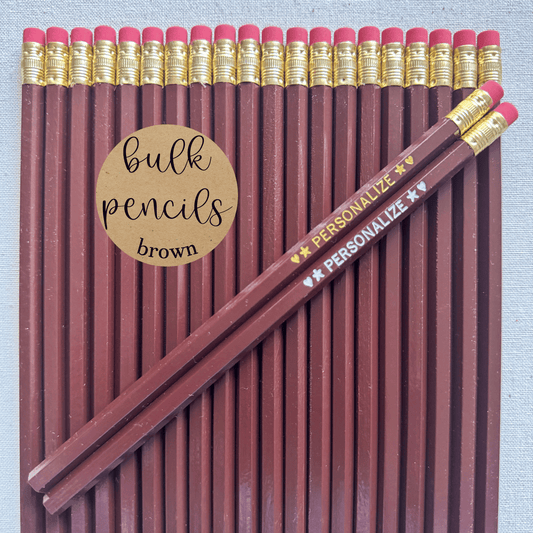 BROWN Bulk Personalized Pencils