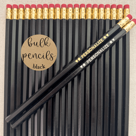 BLACK Bulk Personalized Pencils