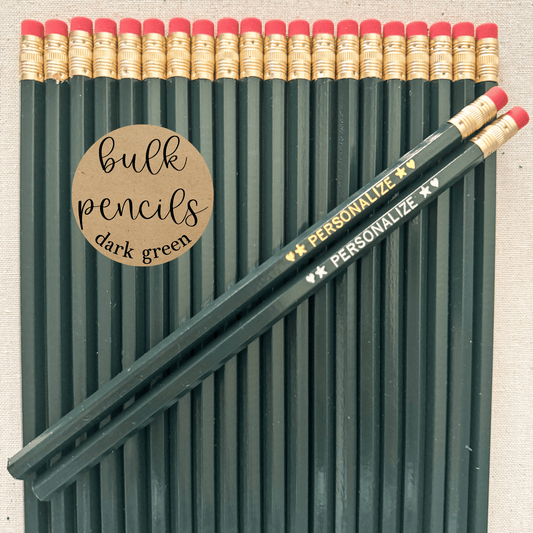 DARK GREEN Bulk Personalized Pencils