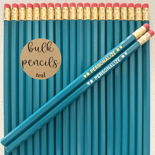 TEAL Bulk Personalized Pencils