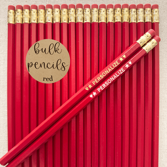 RED Bulk Personalized Pencils