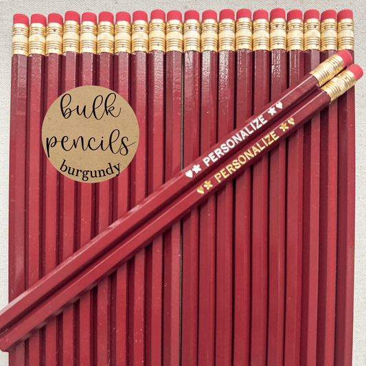 BURGUNDY Bulk Personalized Pencils
