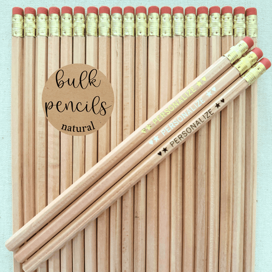 NATURAL Bulk Personalized Pencils