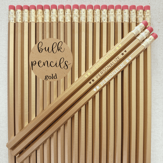 GOLD Bulk Personalized Pencils