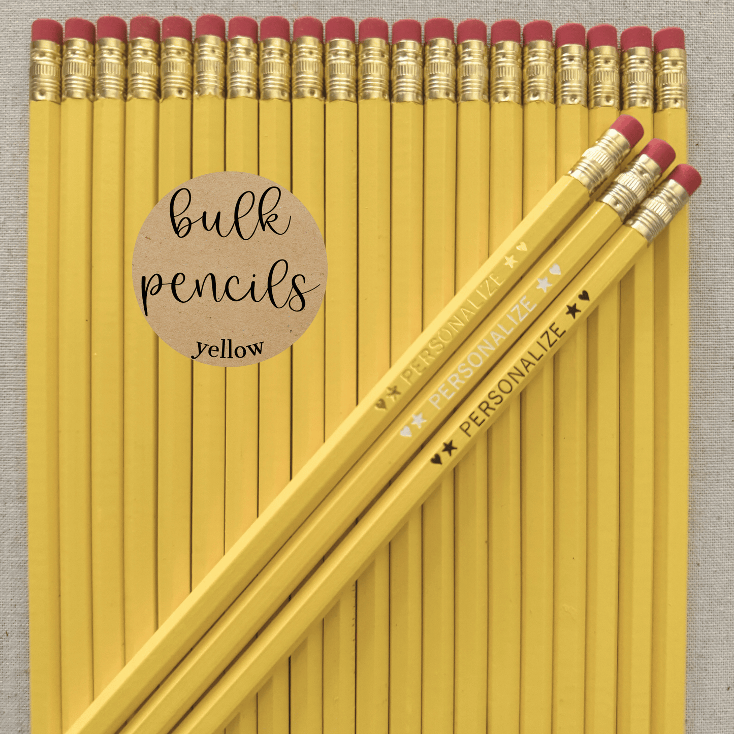 YELLOW Bulk Personalized Pencils