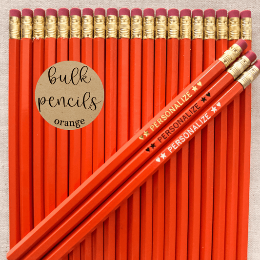 ORANGE Bulk Personalized Pencils