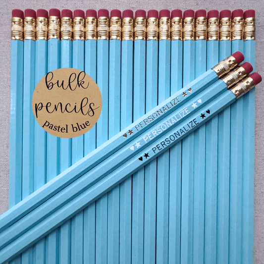 PASTEL BLUE Bulk Personalized Pencils