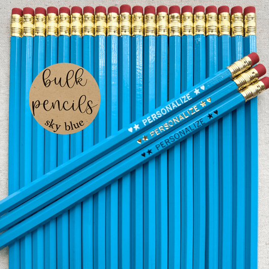 SKY BLUE Bulk Personalized Pencils