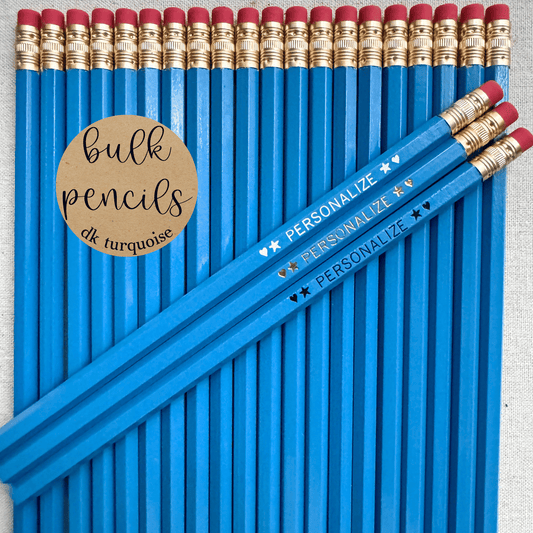 DARK TURQUOISE Bulk Personalized Pencils