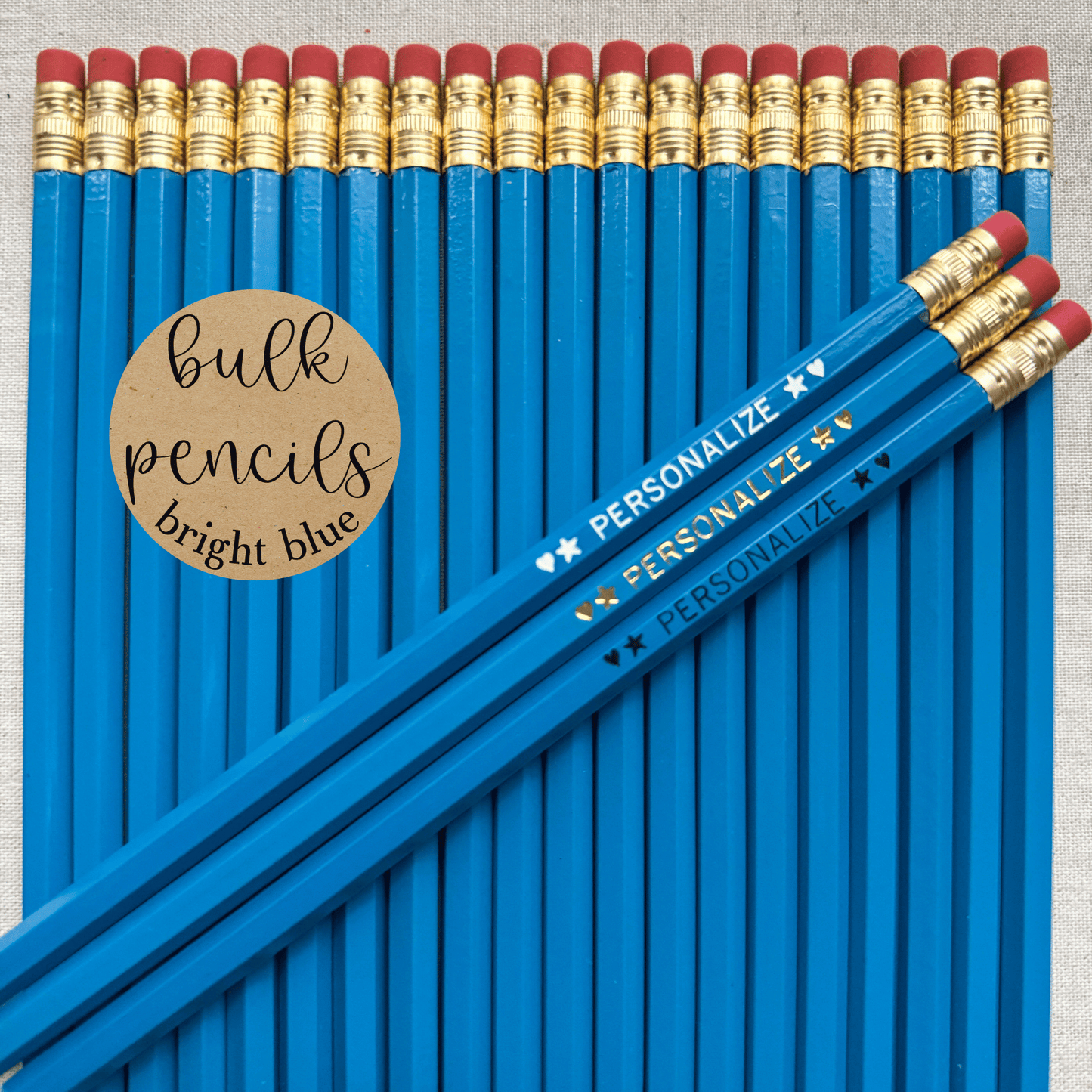 BRIGHT BLUE Bulk Personalized Pencils