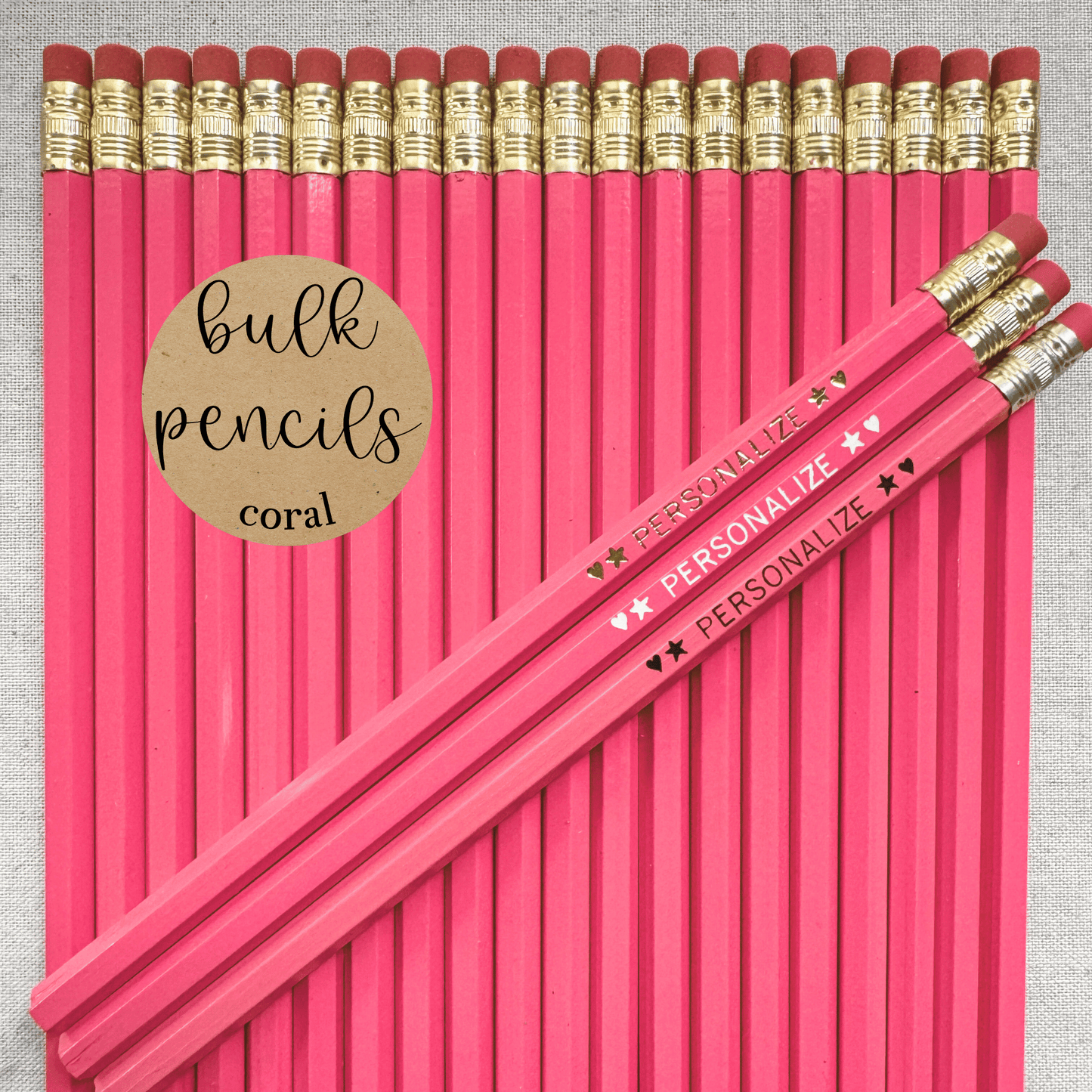 CORAL PINK Bulk Personalized Pencils