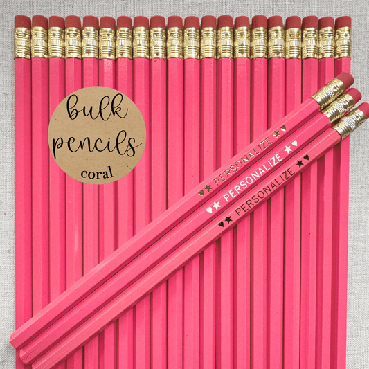 CORAL PINK Bulk Personalized Pencils